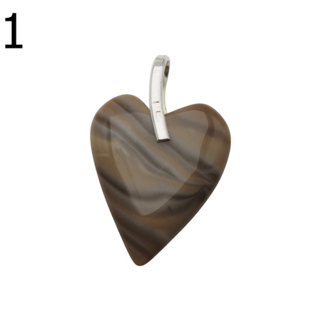 Zawieszka serce - Krzemień Pasiasty i srebro