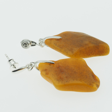Kolczyki - surowy Bursztyn i srebro
