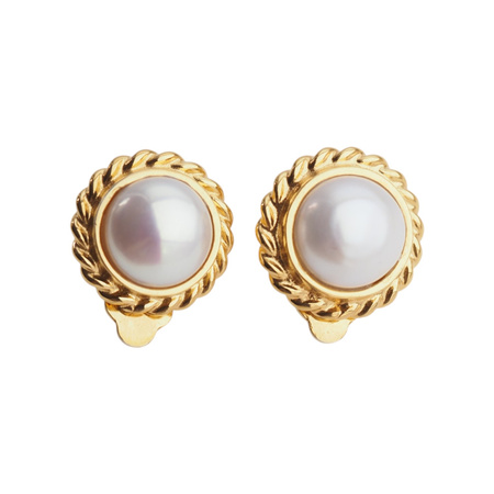 Klipsy - Perły białe koło w srebrze złoconym