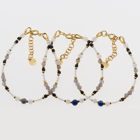 Bransoletka znak zodiaku Koziorożec - mix kamieni i srebro złocone