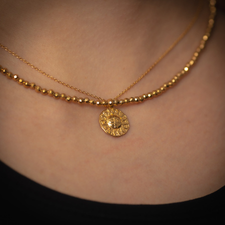Naszyjnik na łańcuszku - słońce i srebro złocone
