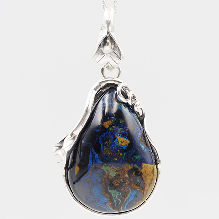 Zawieszka z Azurytem w srebrze oksydowanym