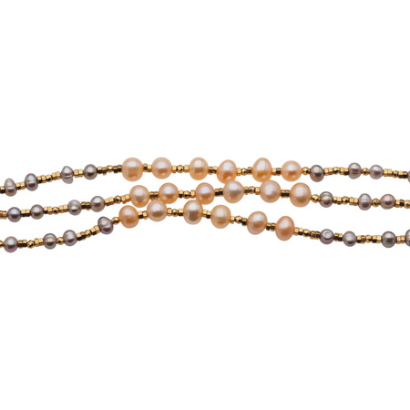 Naszyjnik - Różowe Perły hodowane i srebro złocone