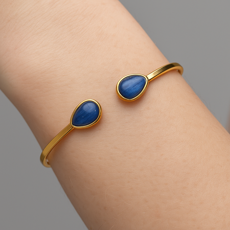 Bransoletka sztywna z Kyanitem w srebrze złoconym