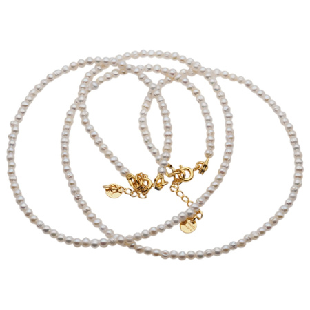 Naszyjnik - Białe Perły hodowane i srebro złocone