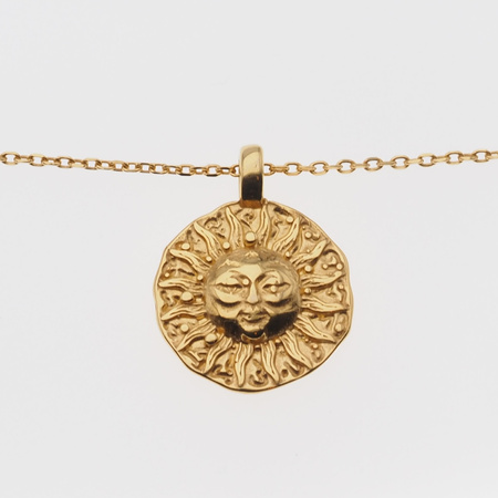 Naszyjnik na łańcuszku - słońce i srebro złocone