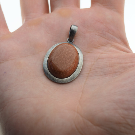 Zawieszka - owalny Piasek Pustyni w srebrze oksydowanym.