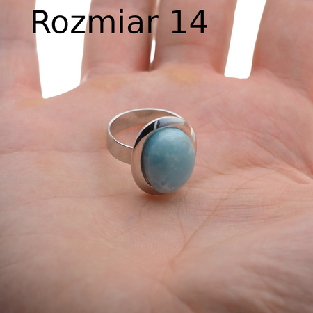 Pierścionek regulowany z owalnym Larimarem w srebrze rodowanym