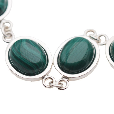 Bransoletka z owalnym malachitem w srebrze