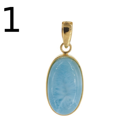 Zawieszka - larimar owalny w srebrze złoconym