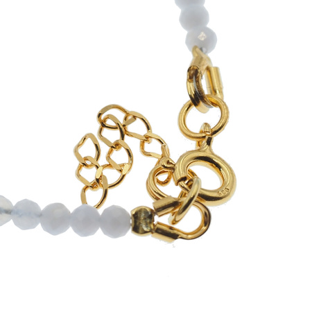 Bransoletka - cięty Chalcedon i srebro złocone