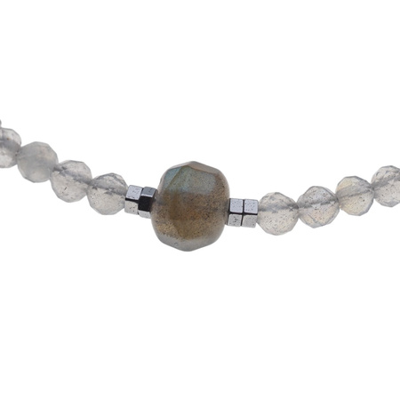 Bransoletka - Labradoryt , Topaz, Hematyt i srebro