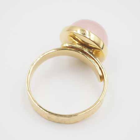 Pierścionek regulowany z Agatem różowym w srebrze złoconym
