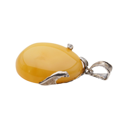 Zawieszka z mlecznym Bursztyem w srebrze oksydowanym