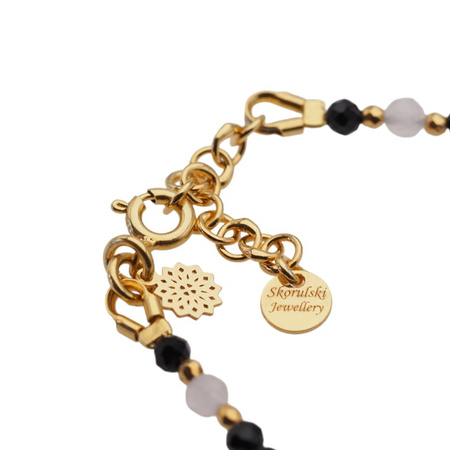 Bransoletka mix - Turmalin, cytryn, kwarc różowy, rubin i srebro złocone