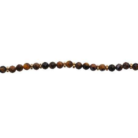 Naszyjnik - Tygrysie Oko fasetowane kulki i srebro złocone