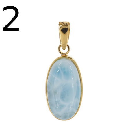 Zawieszka - larimar owalny w srebrze złoconym