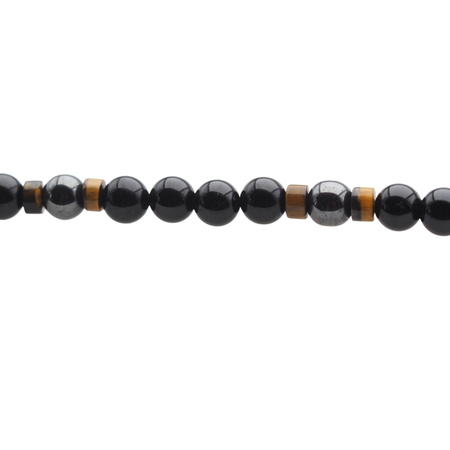 Naszyjnik męski - turmalin czarny, tygrysie oko, hematyt