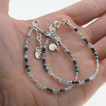 Bransoletka znak zodiaku wodnik - mix kamieni i srebro