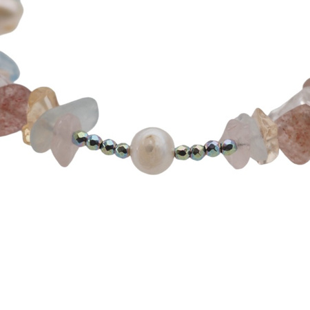 Bransoletka - Perła, Kwarc, Cytryn, Hematyt kostki i srebro