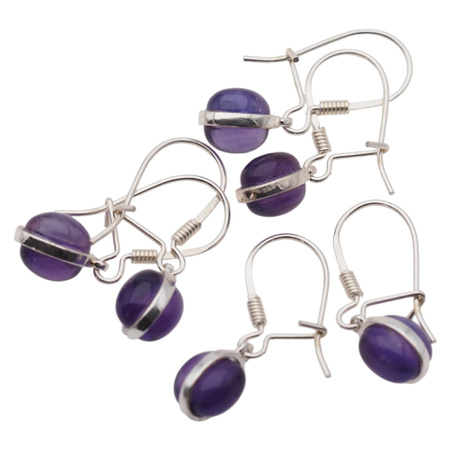 Kolczyki z dwustronnymi, owalnymi ametystami w srebrze