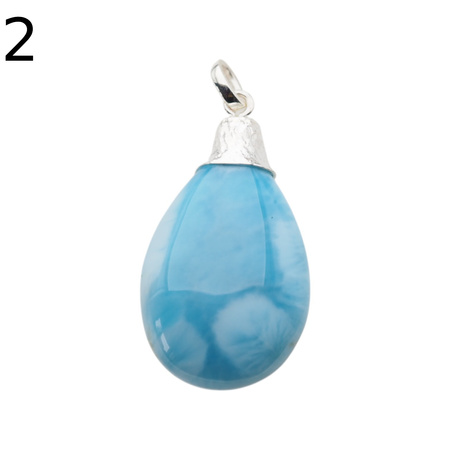 Zawieszka - larimar łza w srebrze młotkowanym