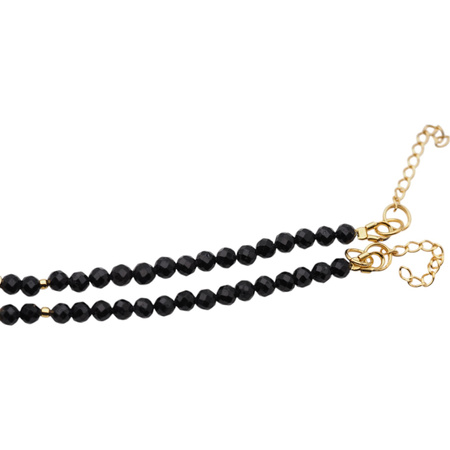 Bransoletka - cięty Turmalin czarny i srebro złocone