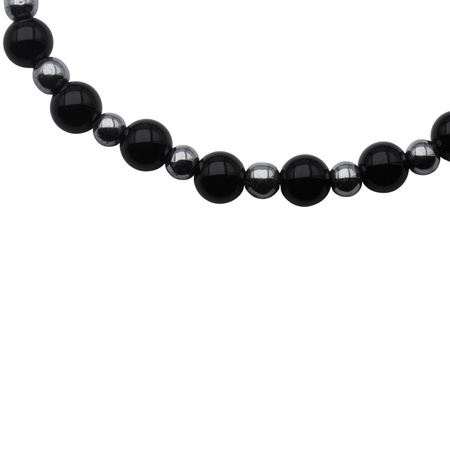 Bransoletka różaniec na gumce - Onyks. Jaspis Cesarski i Hematyt