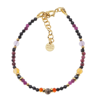 Bransoletka znak zodiaku baran - mix kamieni i srebro złocone