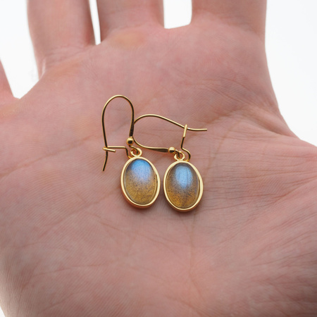Kolczyki - owalny Labradoryt w srebrze złoconym