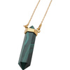 Naszyjnik - Malachit sopel w okuciu na łańcuszku złoconym