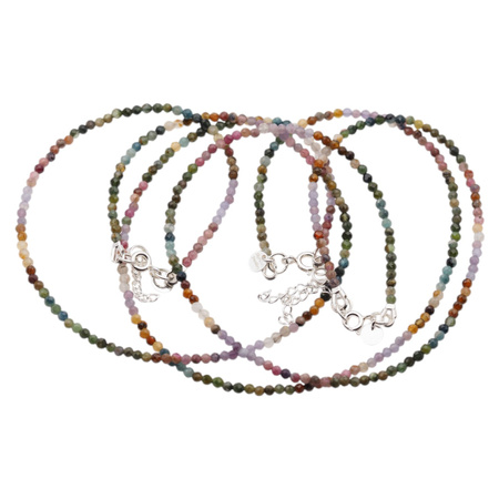 Naszyjnik regulowany - Turmalin kolorowy fasetowane kulki i srebro