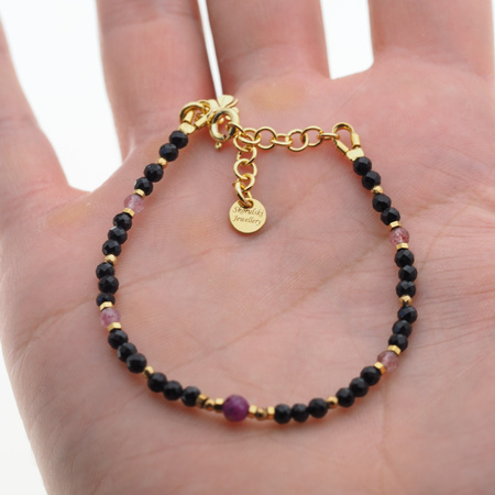 Bransoletka znak zodiaku baran - mix kamieni i srebro złocone