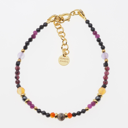 Bransoletka znak zodiaku baran - mix kamieni i srebro złocone