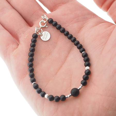 Bransoletka - Turmalin czarny, Onyks i srebro