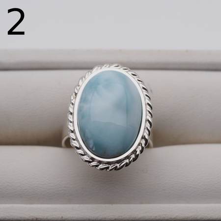 Pierścionek regulowany - owalny Larimar w srebrze