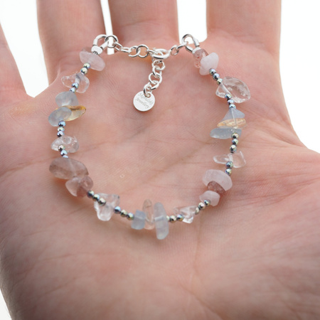 Bransoletka - Kwarc, Cytryn, Hematyt kulki i srebro