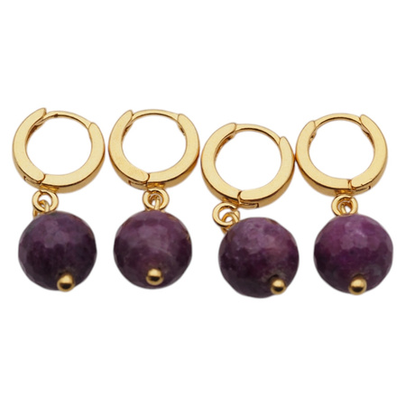 Kolczyki - Rubin kulka w srebrze zloconym