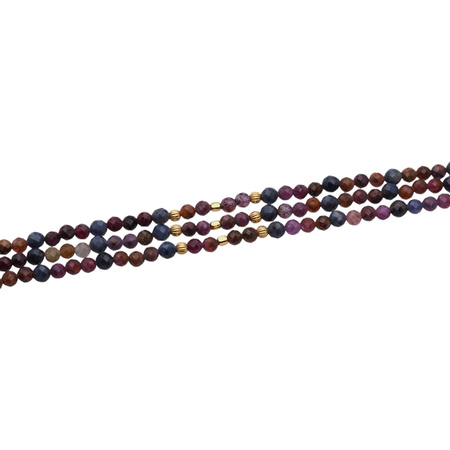 Bransoletka - Szafir i Rubin fasetowane kulki