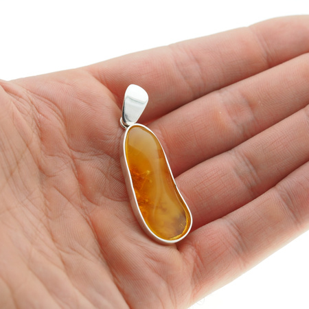 Zawieszka - Bursztyn mleczno-przezroczysty w srebrze 