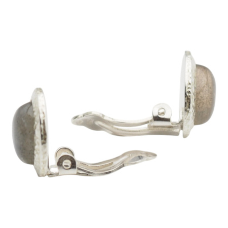 Klipsy - Labradoryt owalny w srebrze młotkowanym