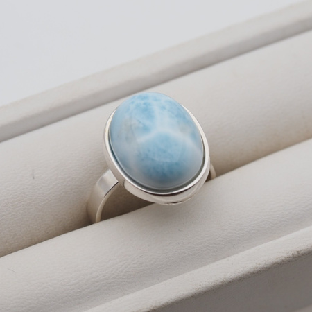 Pierścionek regulowany - owalny Larimar 16x12 mm w srebrze