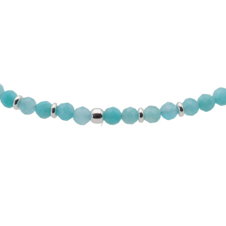 Bransoletka na nogę - Amazonit fasetowane kulki i srebro