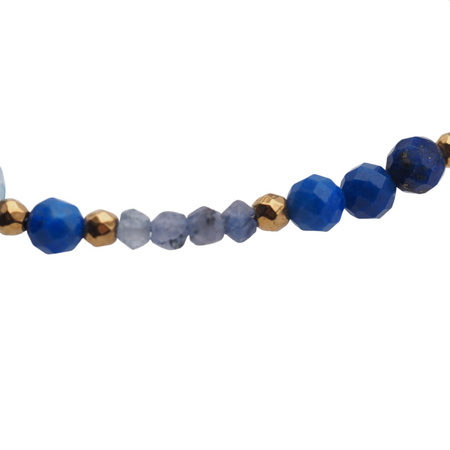 Bransoletka - Lapis Lazuli, Topaz, Tanzanit i srebro złocone