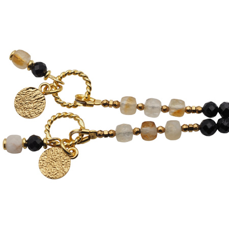 Bransoletka z Cytrynem, Turmalinem i Hematytem – ręcznie wykonana, srebro pozłacane 925