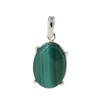 Zawieszka z owalnym malachitem w srebrze rodowanym