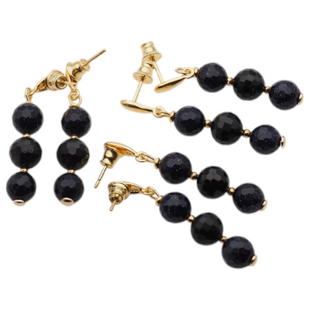 Kolczyki - Noc Kairu, Turmalin kulki w srebrze zloconym