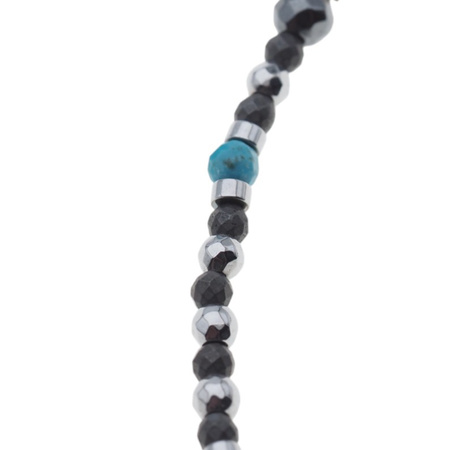 Bransoletka regulowana - Turkus, Hematyt i srebro