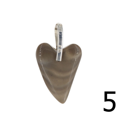 Zawieszka serce - Krzemień Pasiasty i srebro