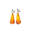 Kolczyki wiszące sztyfty - koniakowy Bursztyn stożki i srebro